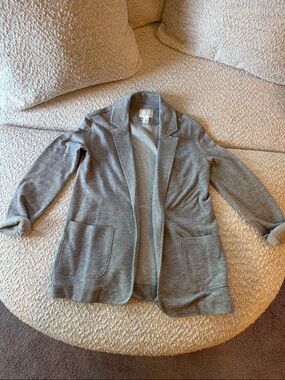 Women’s Caslon Gray Open-Front Knit Blazer Sweater
